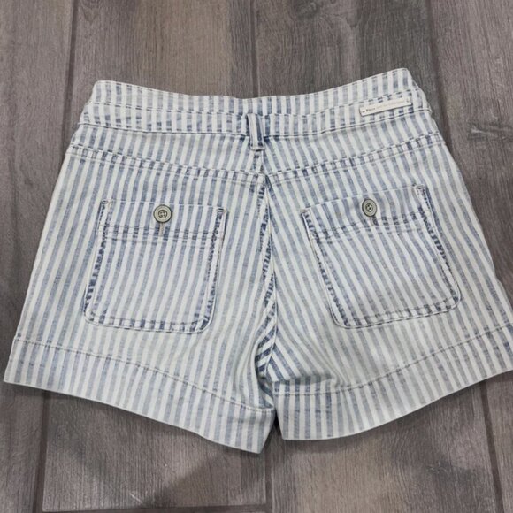 Anthropology Pilcro And The Letterpress Blue White High Rise Slim Shorts Size 27 - Picture 6 of 8